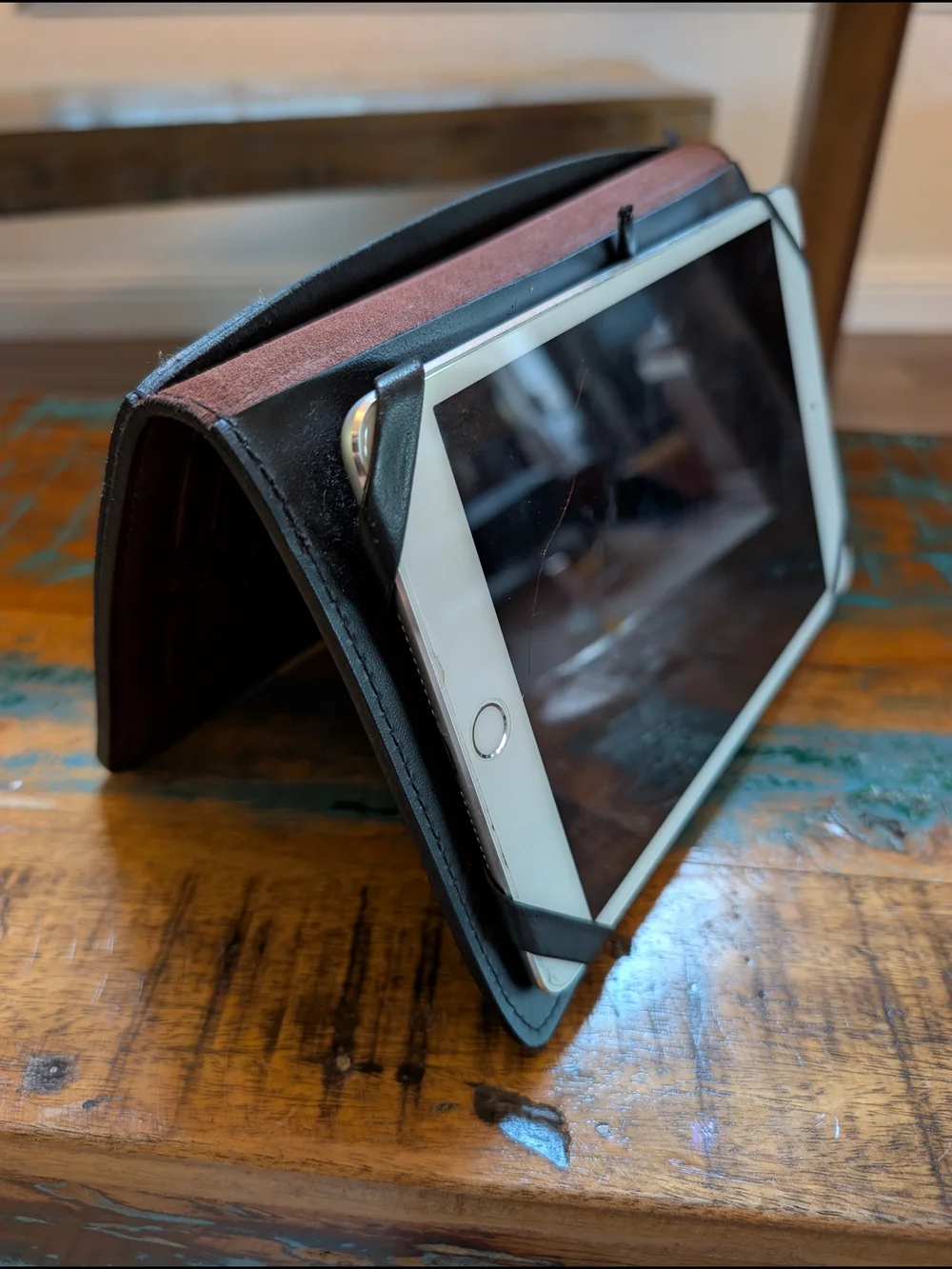 Oberon Design Embossed Leather iPad Mini Cover in Deep Brown
